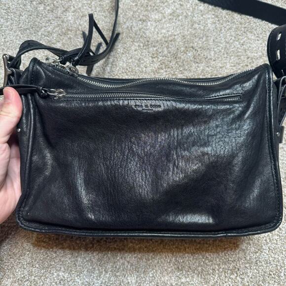 Rag & Bone Black Leather Large Field Messenger Bag Crossbody MSRP $695 - Picture 7 of 8